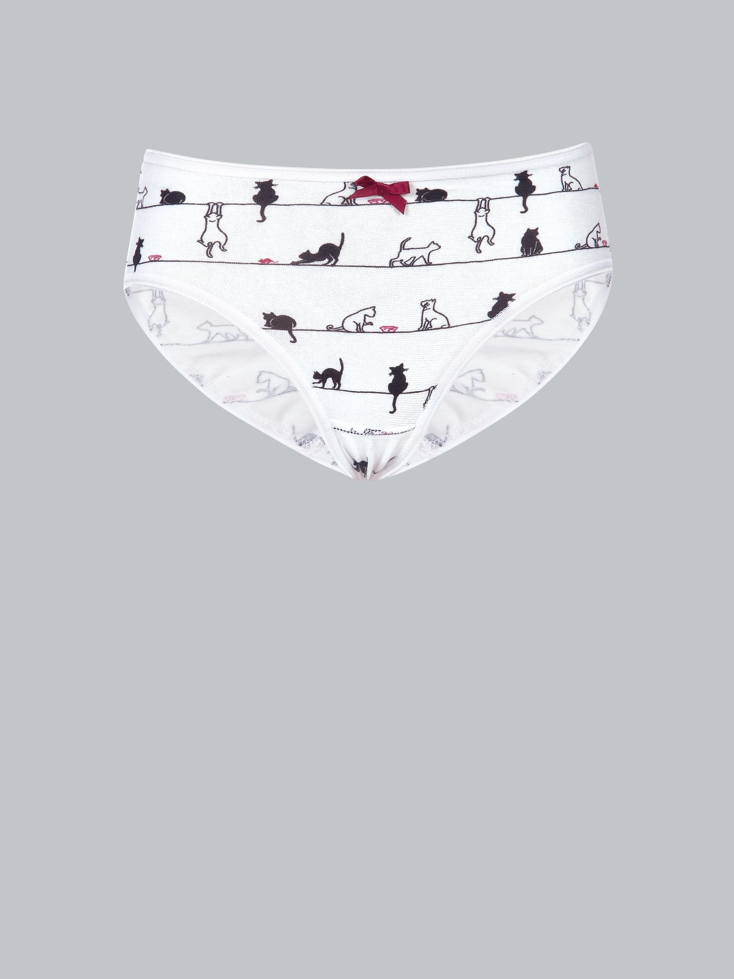 Slip mit Katzenmotiv im Doppelpack Weiss