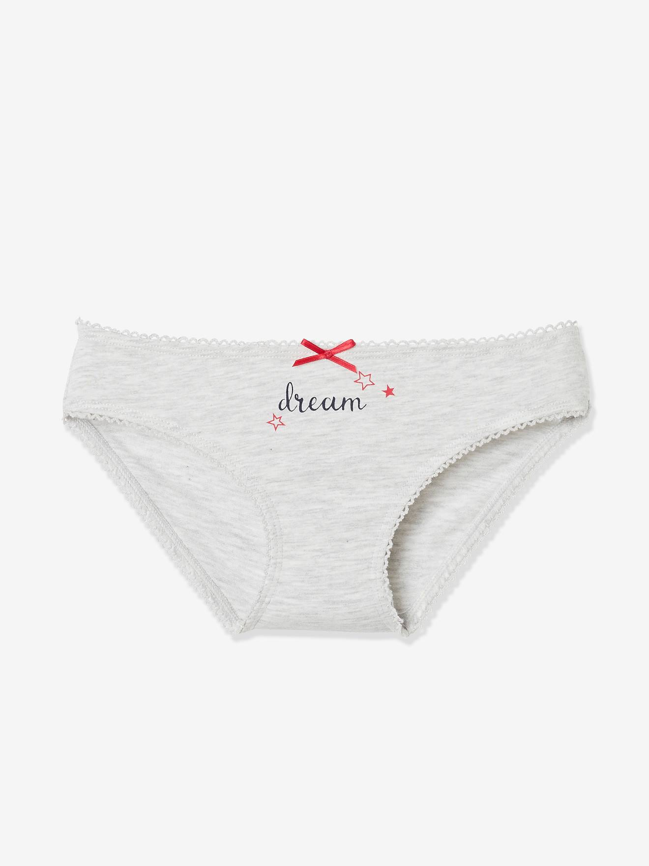 Pacote com 7 calcinhas infantis, branco claro, bicolor/multicoloridas