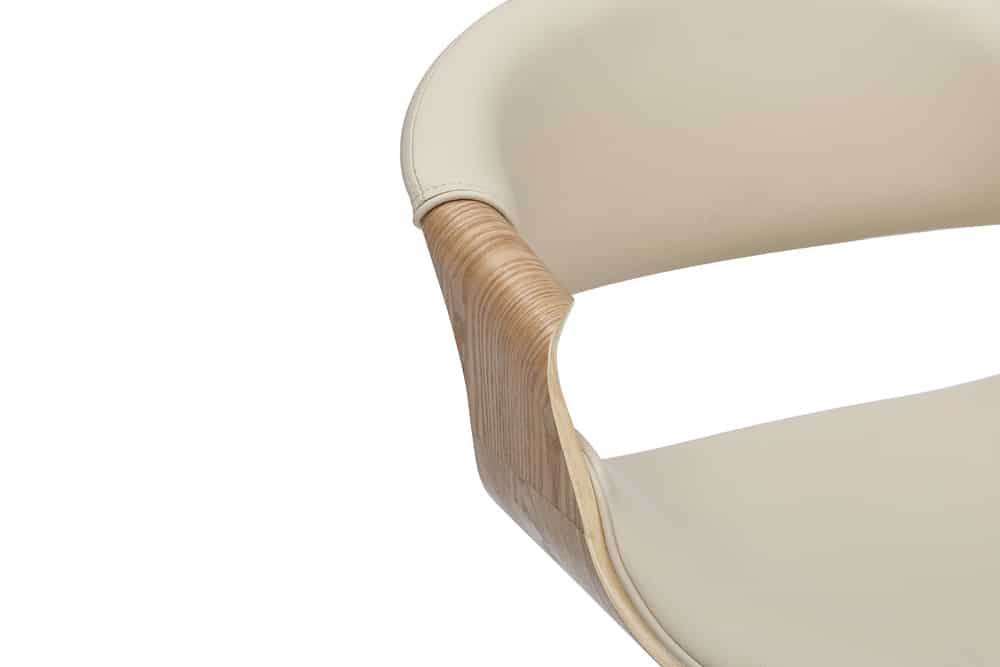 Höhenverstellbarer Barhocker ORGANIC natur Eiche creme beige Kunstleder mit Armlehne