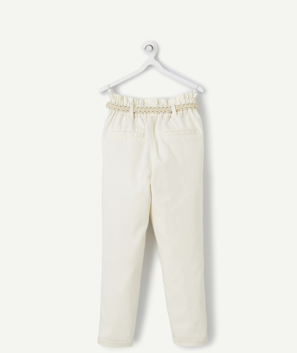 PANTALON FLUIDE BEIGE FILLE EN VISCOSE RESPONSABLE AVEC CEINTURE