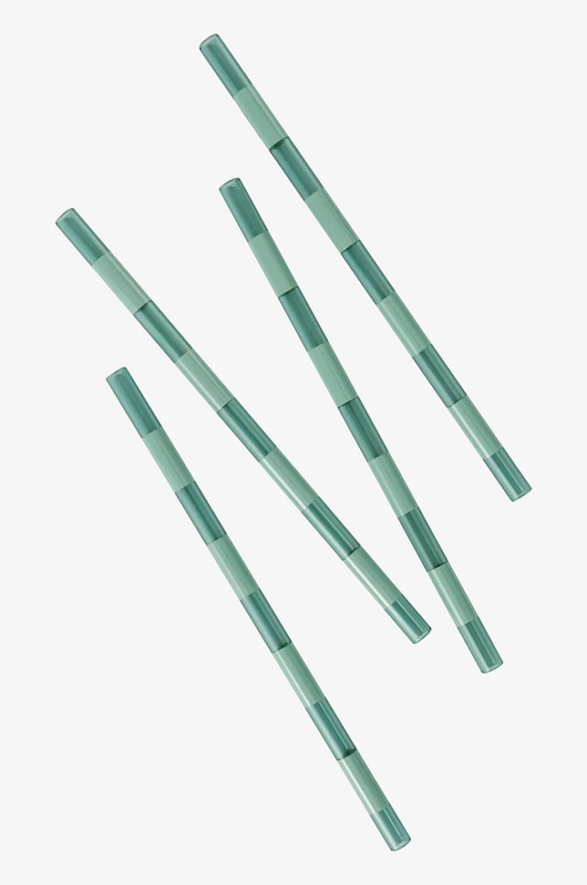 POPPY sugerør i glass 4-pakning