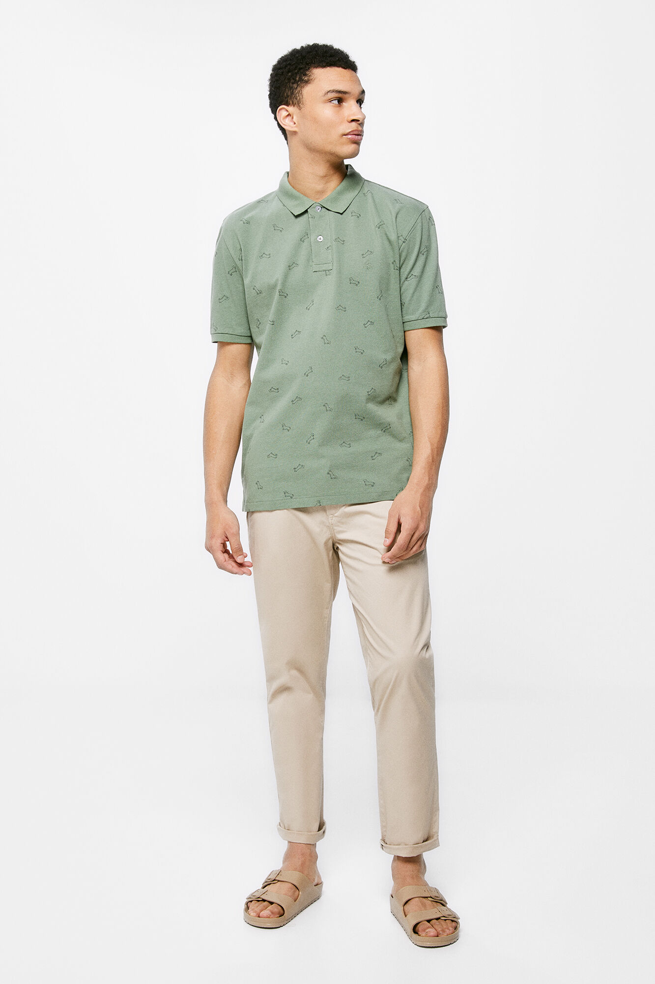 Camisa polo piqué com estampa total - verde