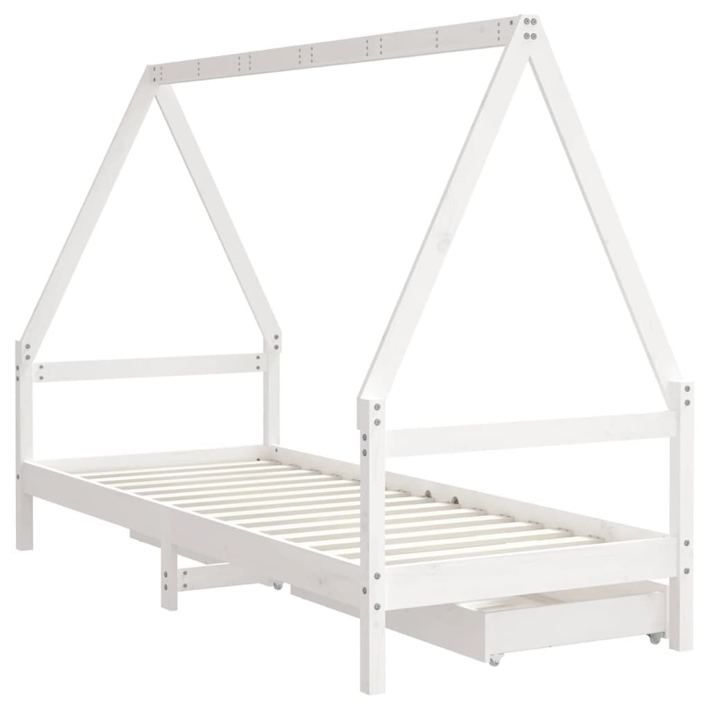 vidaXL Kinderbedframe met lades wit 80x200 cm grenen