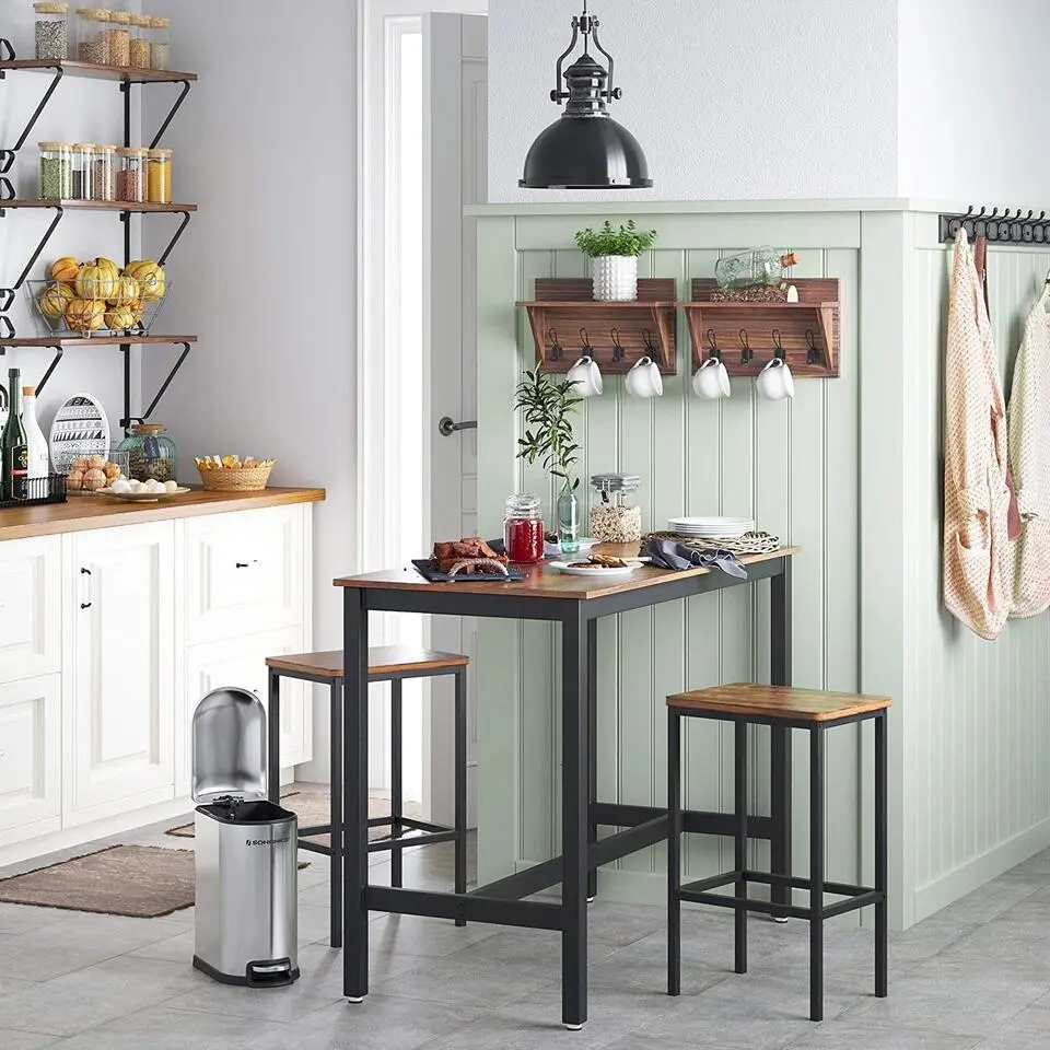 Parya Home - Stabiele Bartafel - Metaal/Spaanplaat - Bruin/Zwart