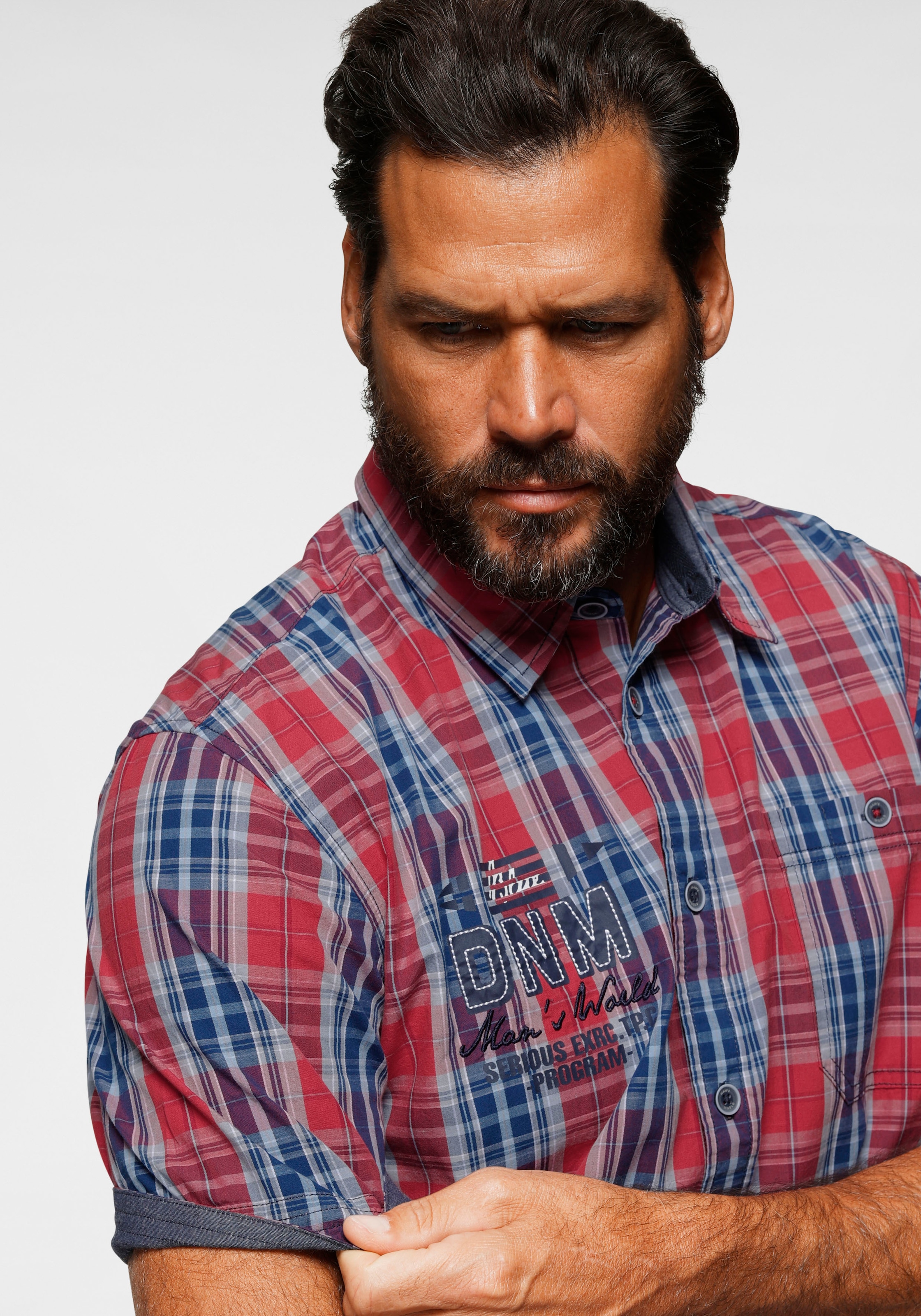 Man's World Kurzarmhemd , mit Print und Stickerei