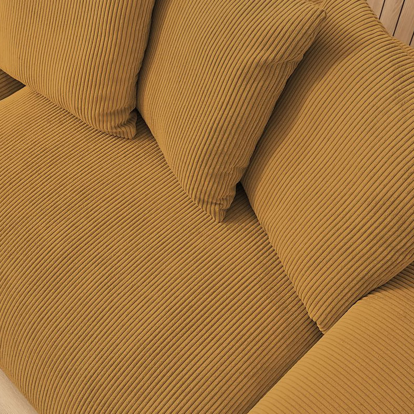 Bobochic Canapé 4 places moelleux voltaire velours côtelé jaune - 320x124x75 cm