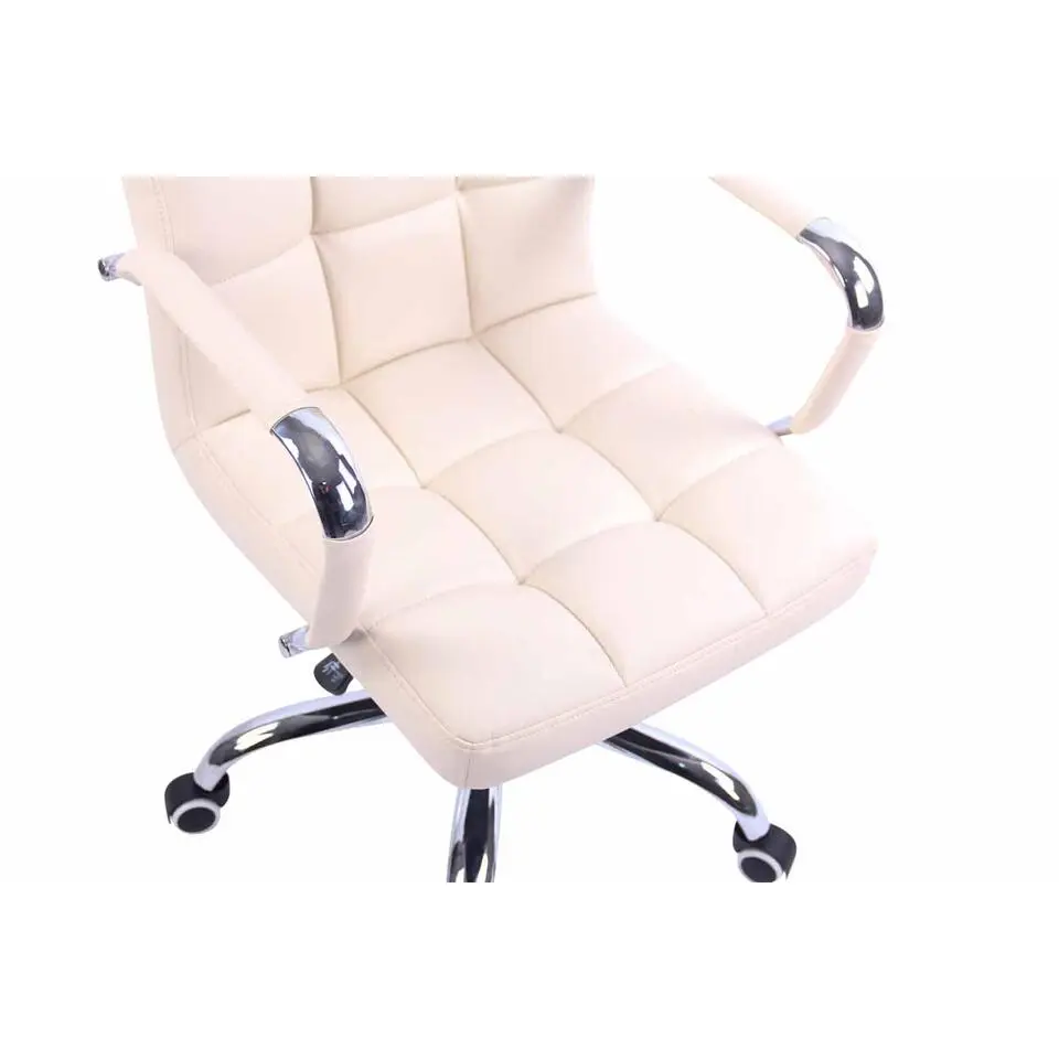 CLP Bureaustoel Deli chroom Frame - Kunstleer - creme