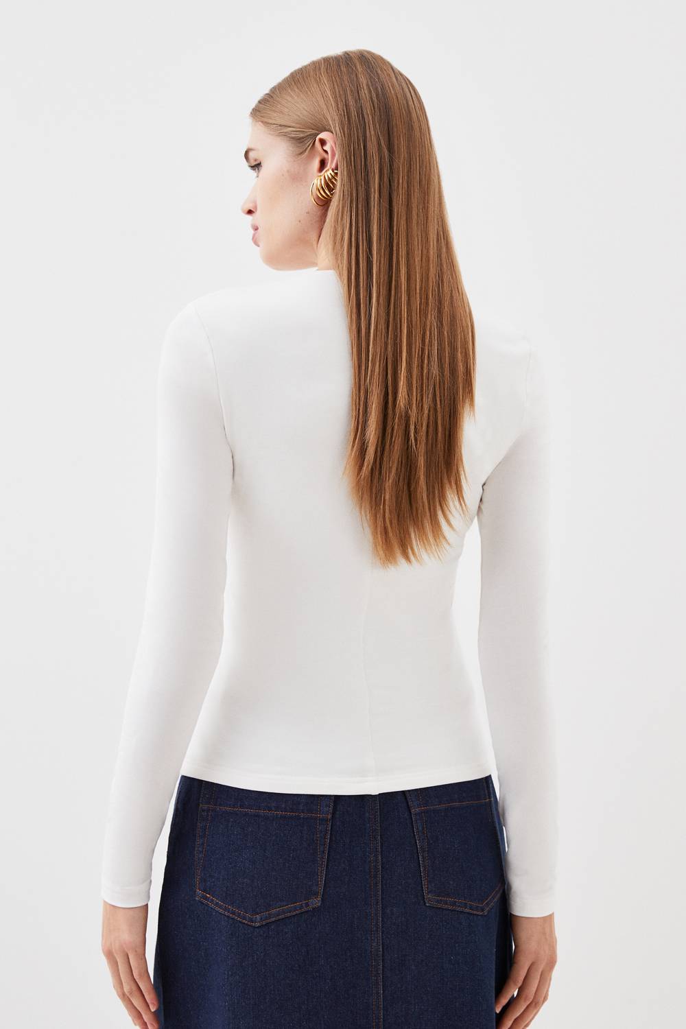 KarenMillen Haut À Manches Longues Col Rond En Coton Stretch
