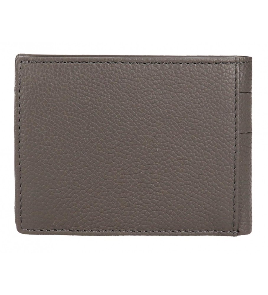 Carteira Pepe Jeans Checkbox em couro cinza