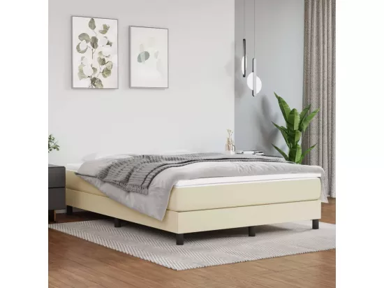 Sommier tapissier avec matelas Crème 140x200cm Similicuir