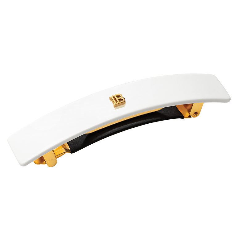 Balmain Cellulose Acetate Barrette Pour Cheveux Medium Hairclip White
