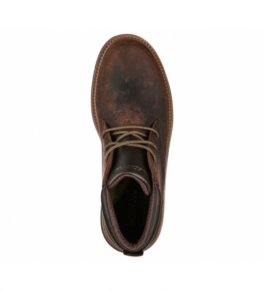 Botas de cano curto Skechers Wenson Osteno em couro marrom chocolate