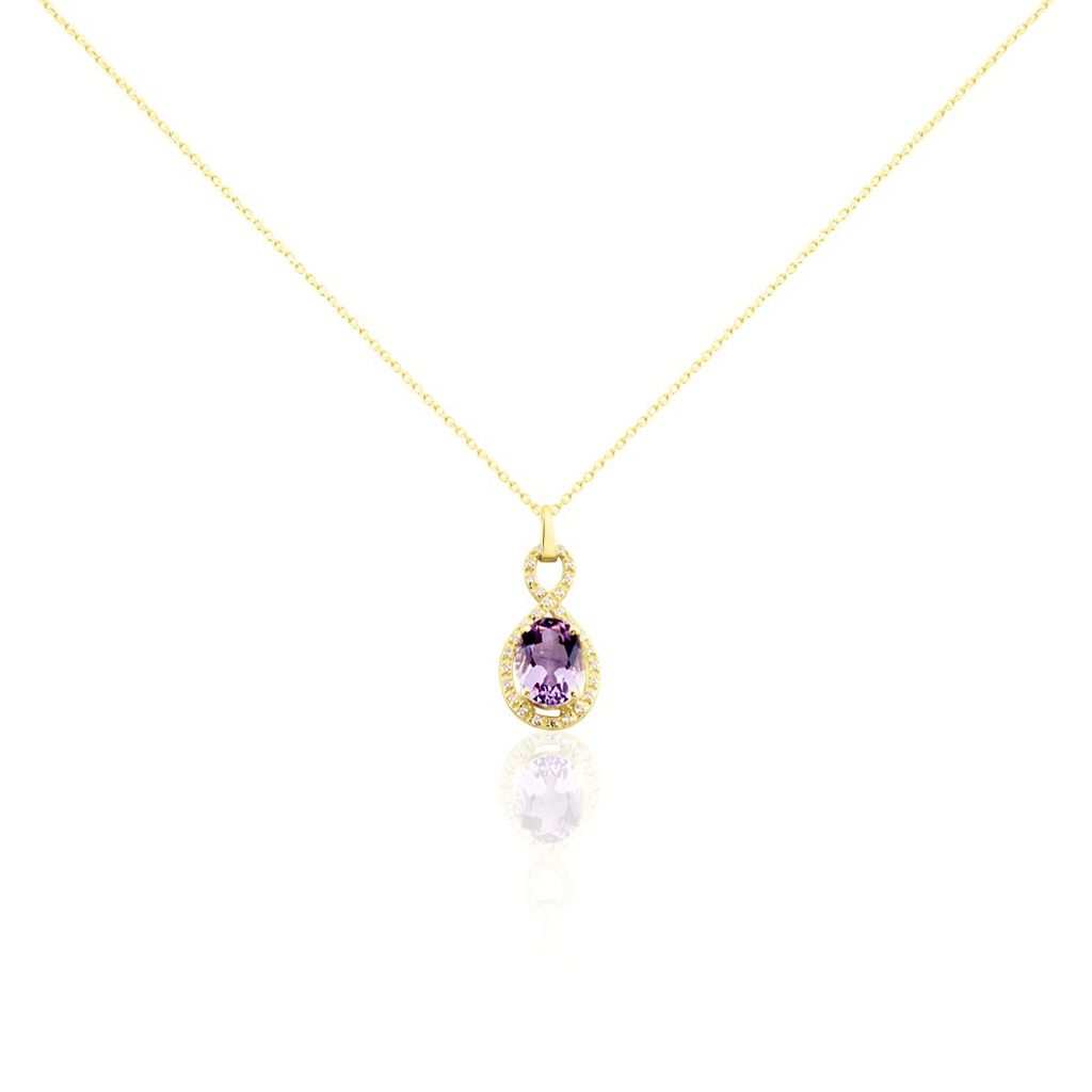 Collier Passion Or Jaune Amethyste Et Oxyde De Zirconium