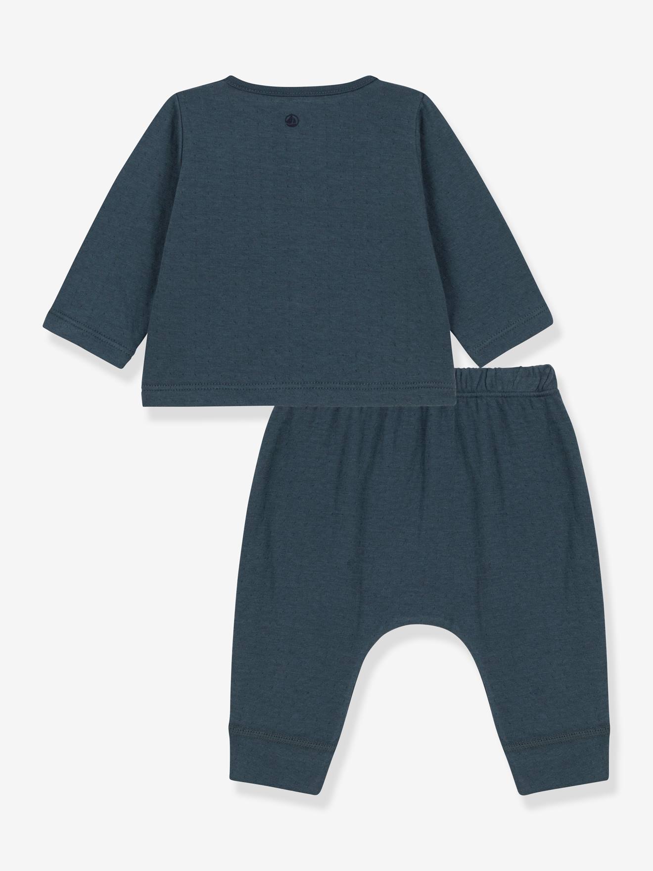 PETIT BATEAU Conjunto de 2 peças em algodão orgânico, cinza