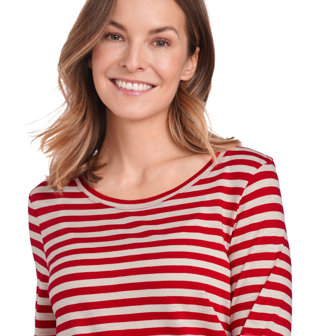 Gina Benotti Damen Langarmshirt im Streifen-Look rot / creme
