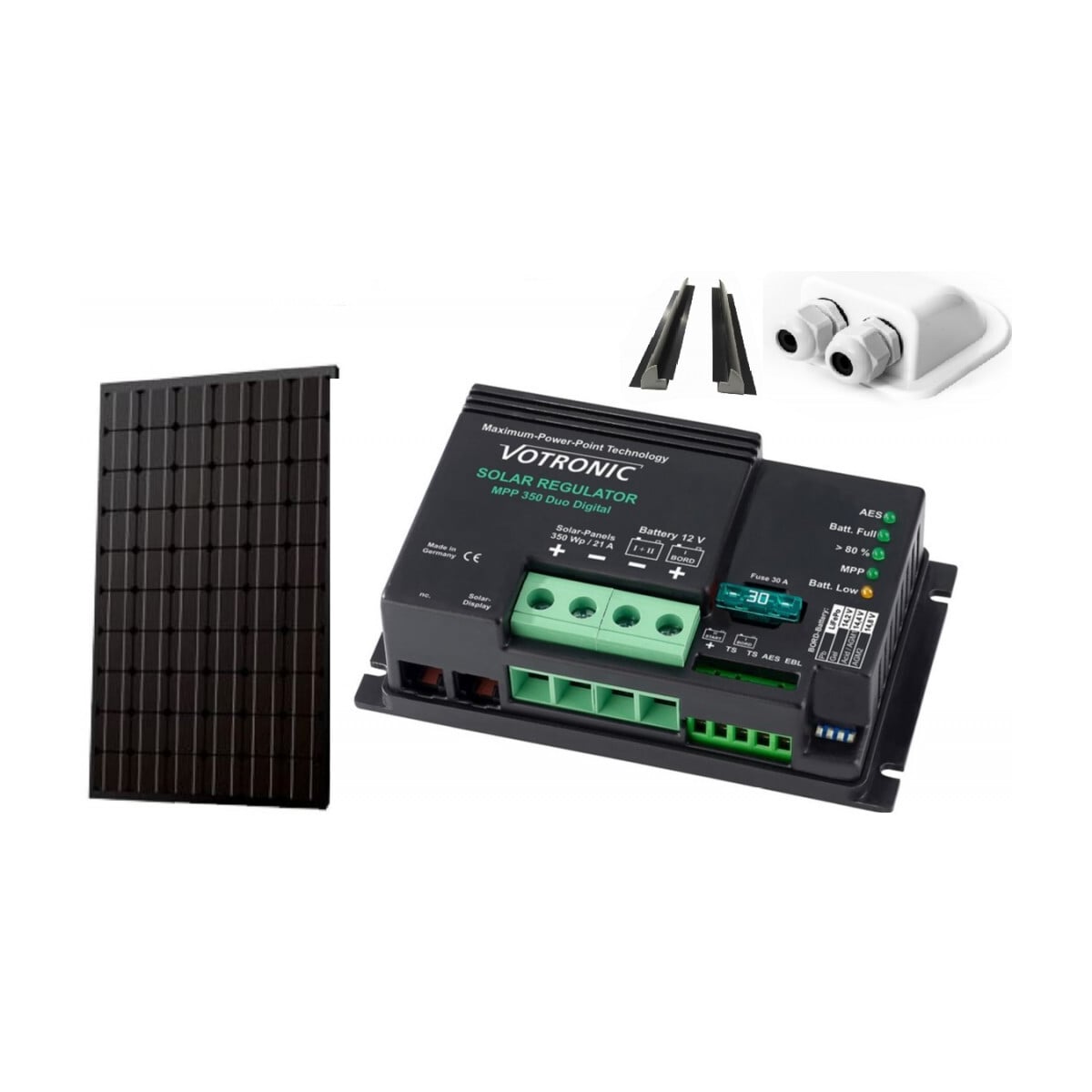 SKANBATT Solcellepakke Bobil 185W - Votronic Duo MPP250 2 kanaler