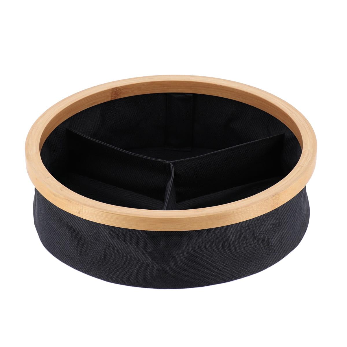 PANIER ROND PLIABLE 3 COMPARTIMENTS BAMBOU NOIR