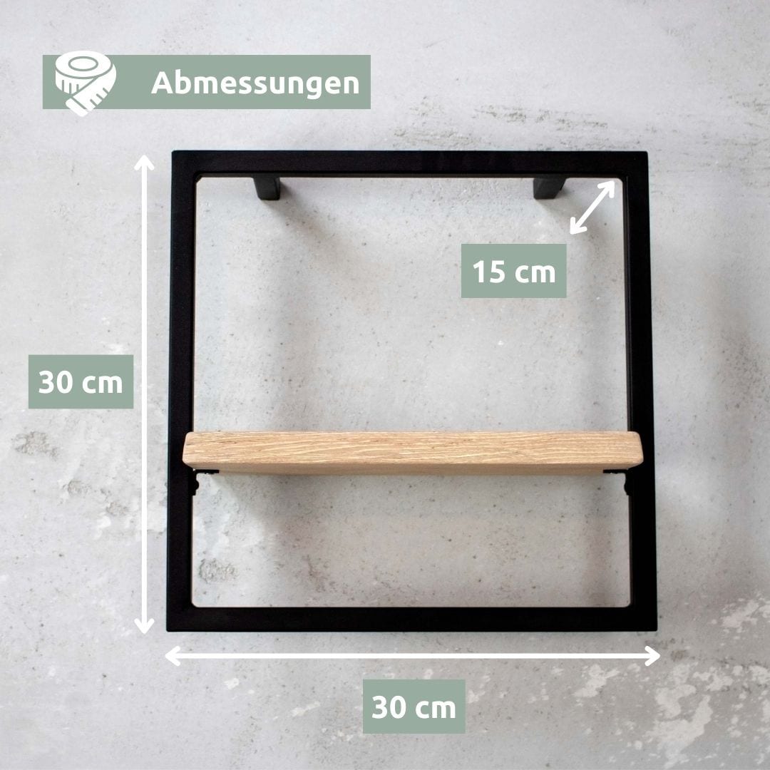 holz4home Wandregal 30 x 30 cm Eiche geölt mit Baumkante