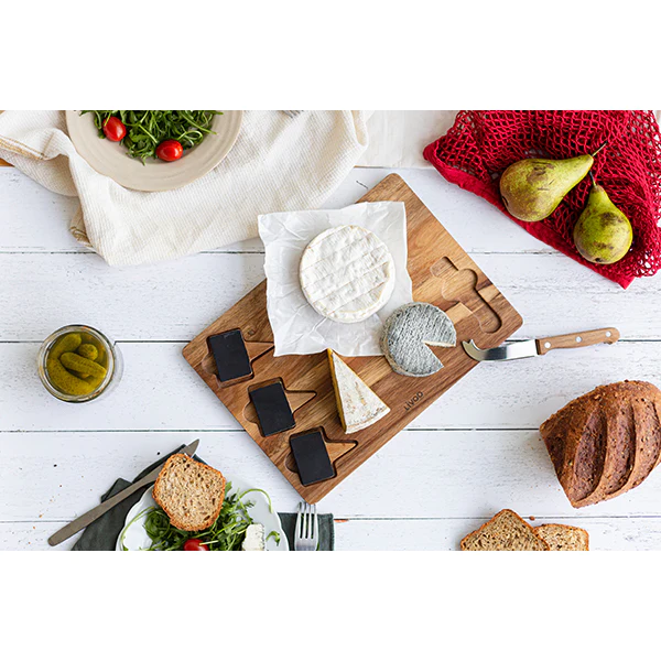 Plateau à fromages avec étiquettes et couteau Livoo