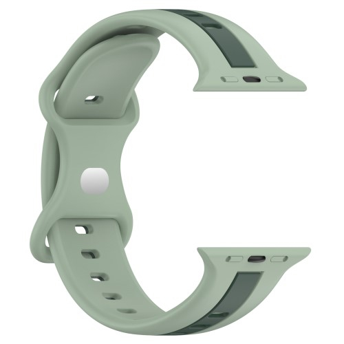 Apple Watch (42/41/40/38 mm) Silikon Armband in zweifarbigem Muster mit Butterfly-Verschluss - Hellgrün / Dunkelgrün