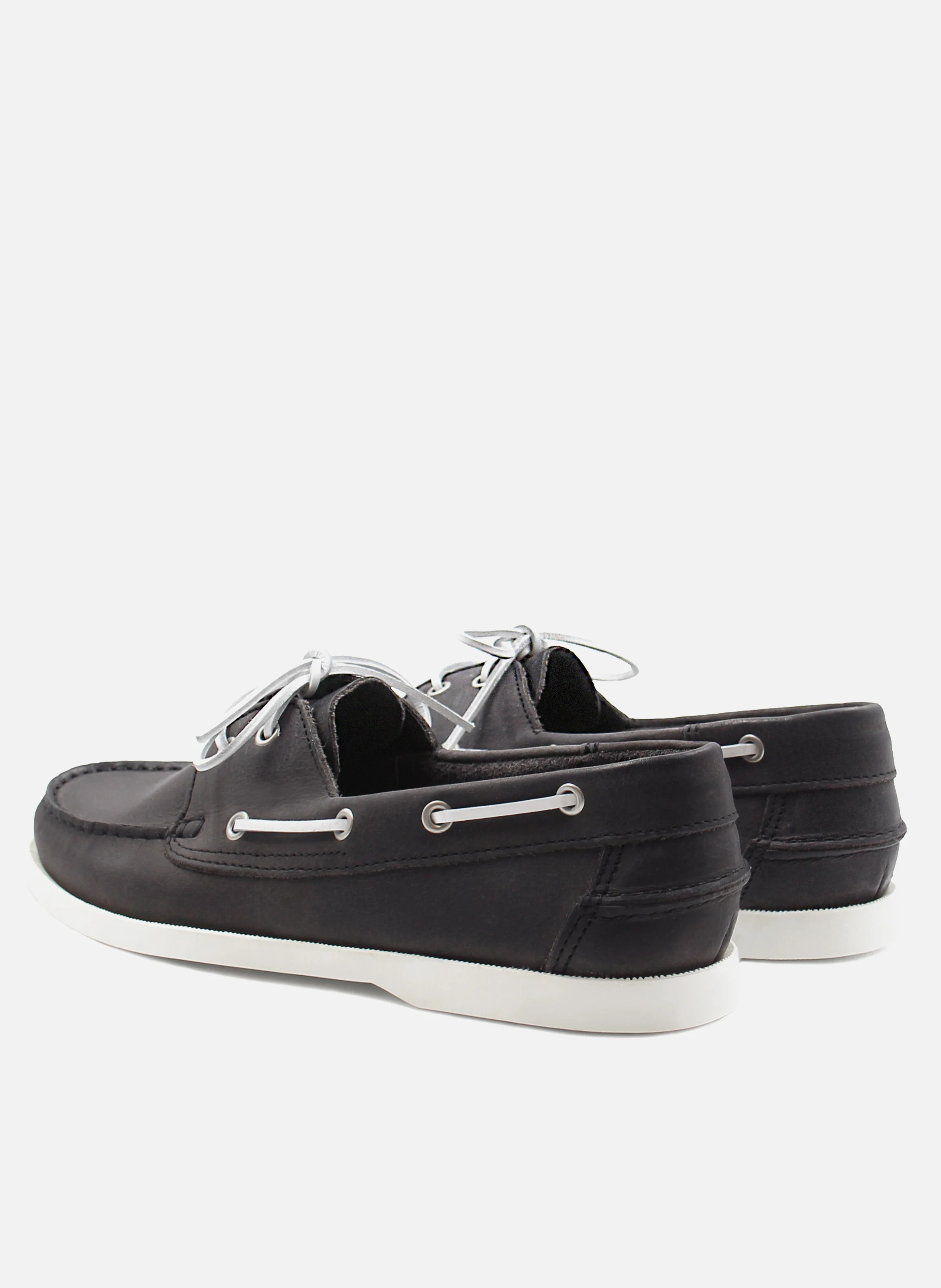 Chaussures bateau cuir mat brossé | Noir