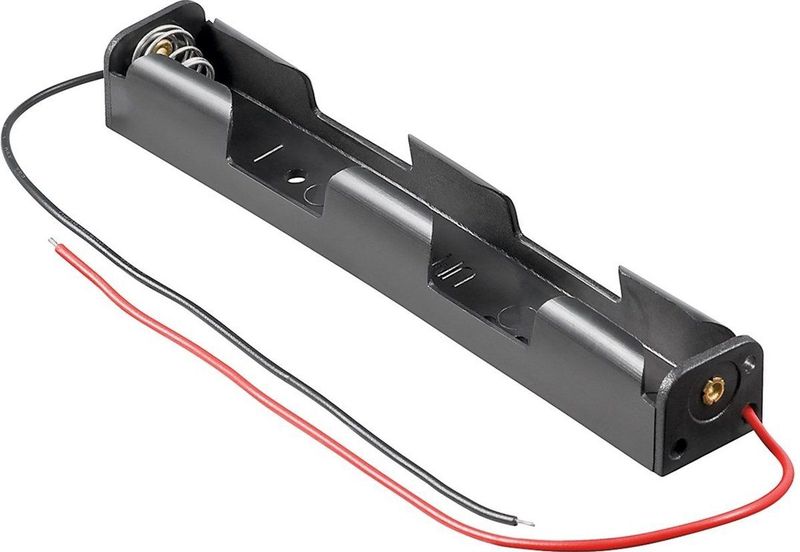 Batterijhouder - Zwart - Plastic - Voor 2 AA-batterijen