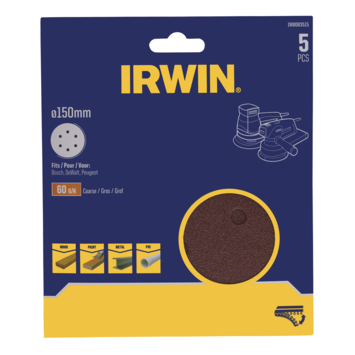 Irwin schuurschijf rond Ø125 mm zelfhechtend K400, 5 stuks