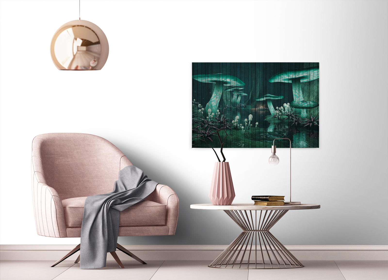 Leinwandbild- Grün - 90x60 cm Leinwand mit Fantasiewelt