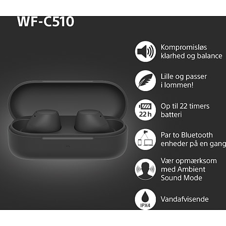 Sony WF-C510 trådløse in-ear høretelefoner - sort