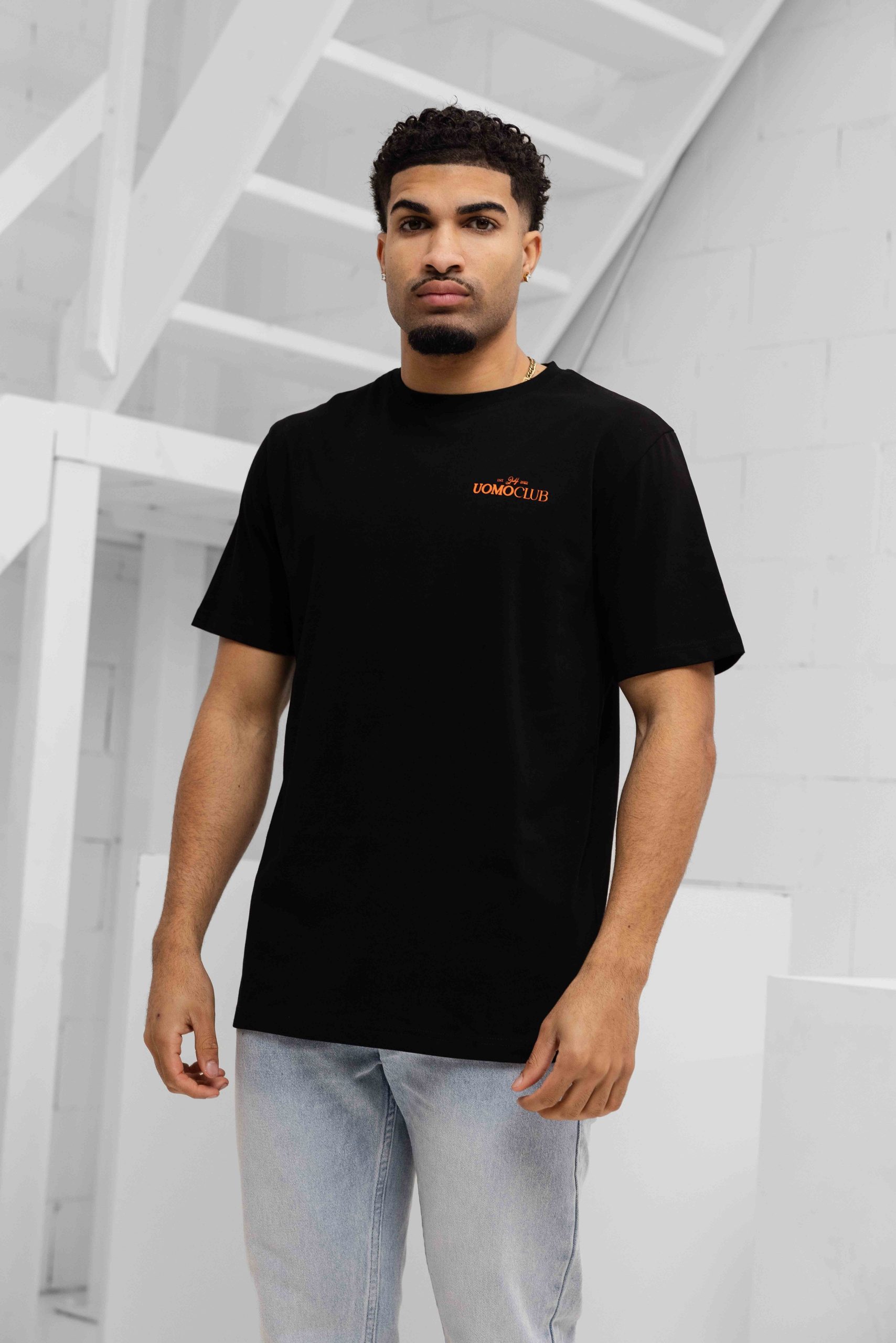 24 Uomo Club T-Shirt Heren Zwart/Oranje