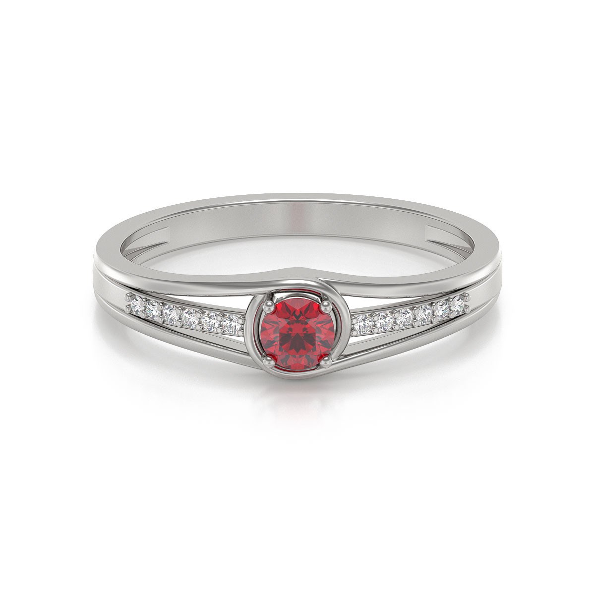 Bague Rubis et diamants sur Argent 925 2.295grs