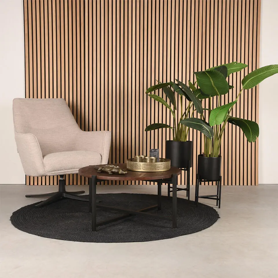 LABEL51 Salontafel Dox Espresso Hout Goud Onderstel Ø70cm