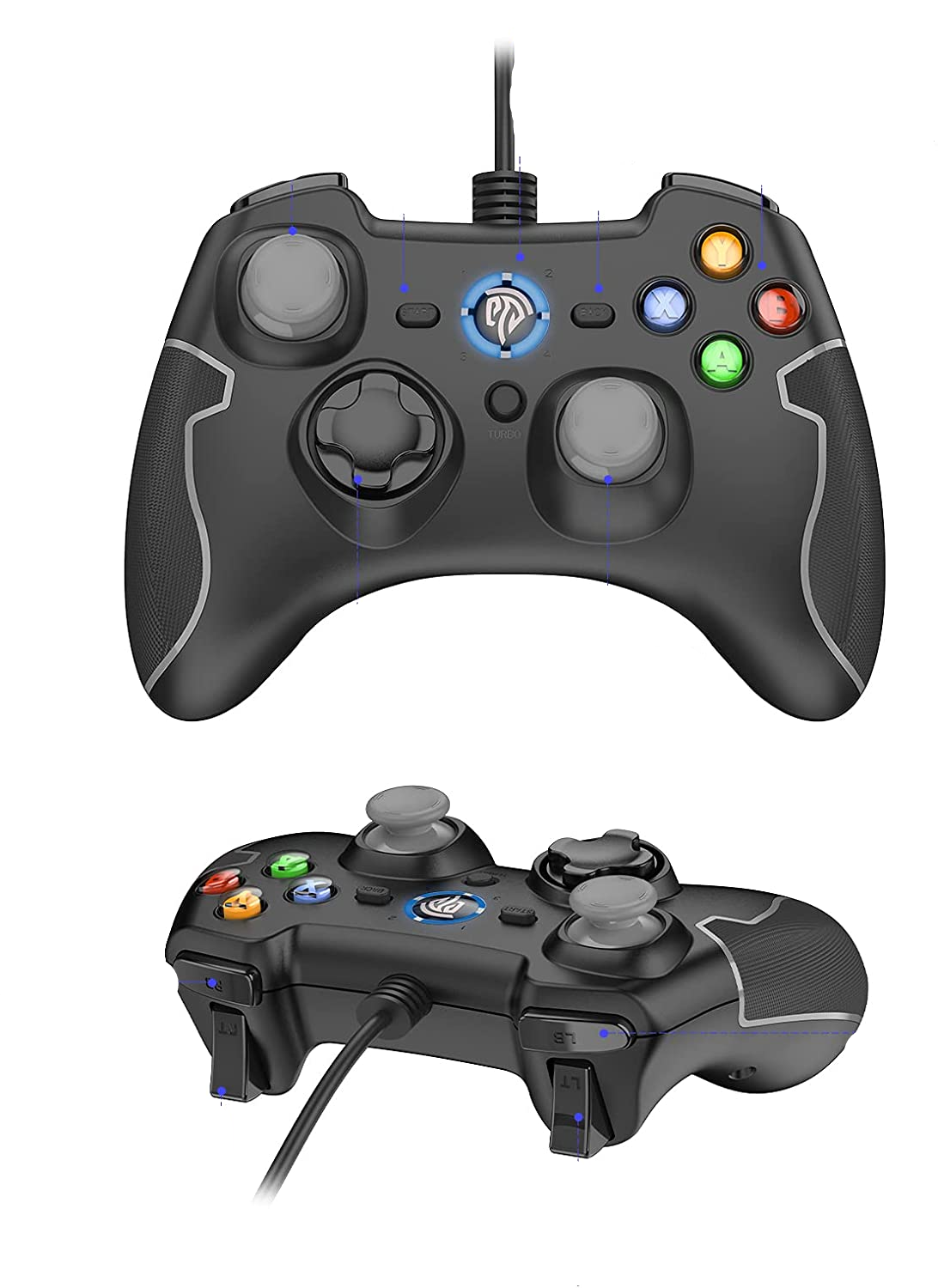 Kabelgebundener Game Controller für Sony PlayStation PS3 / PC / Android (ESM-9100) - Dunkelgrau