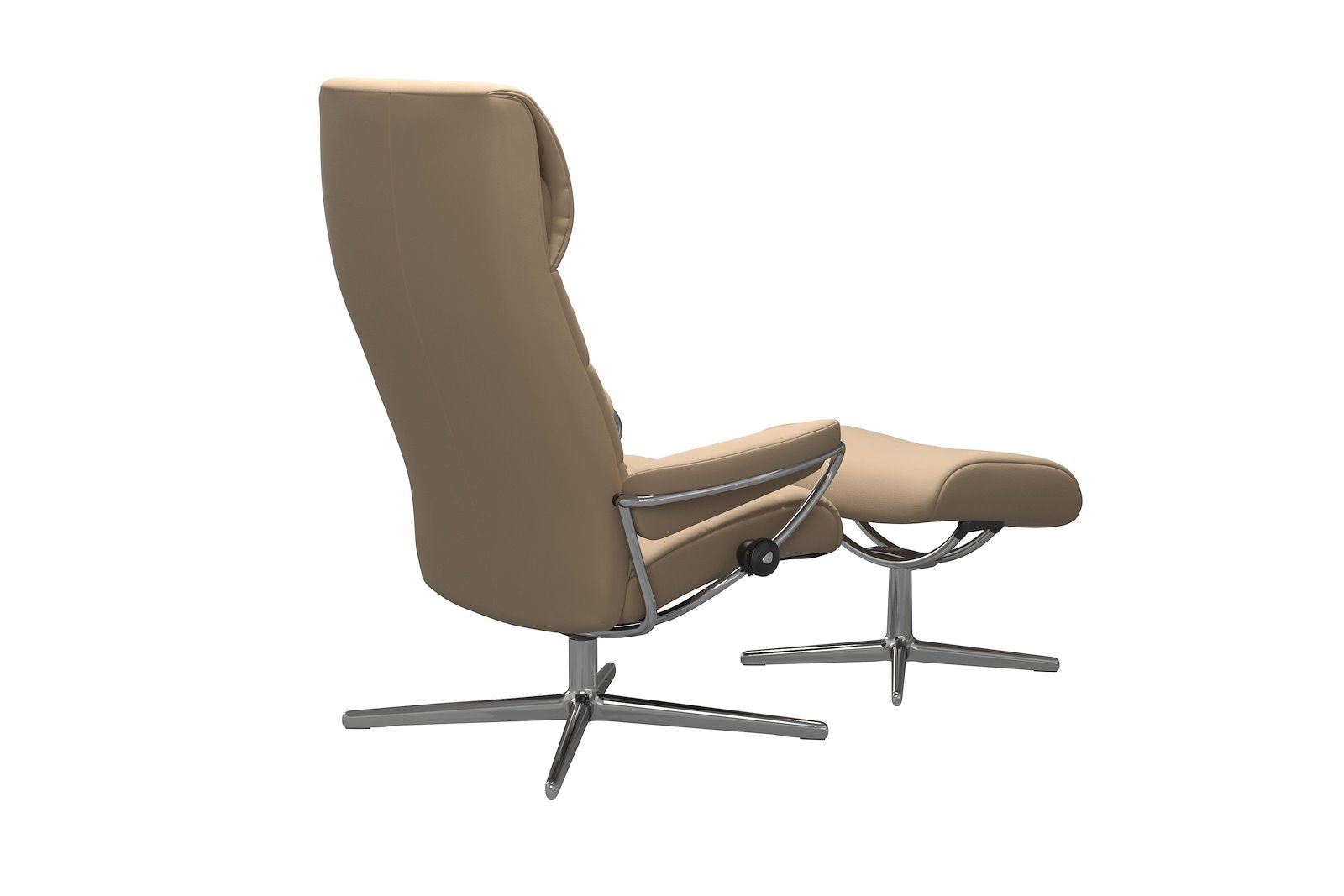 London lenestol m/krakk Hud Paloma Beige - Cross - Chrome