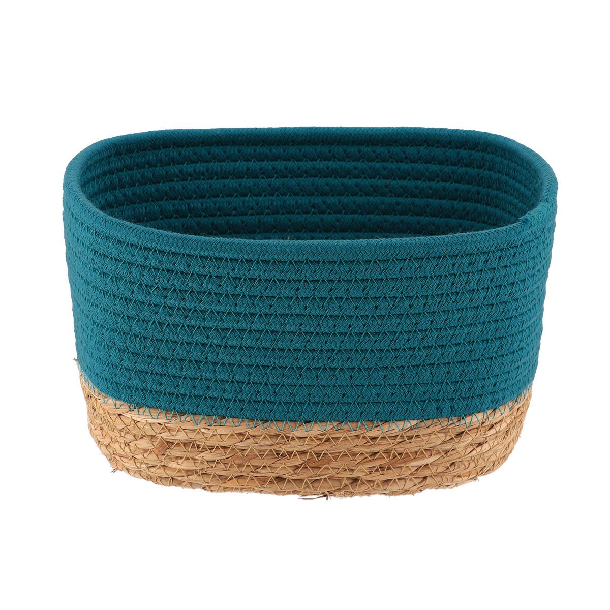 PANIER RECTANGLE COTON VEGETALE 23X15X13.5CM BLEU TAHITIEN
