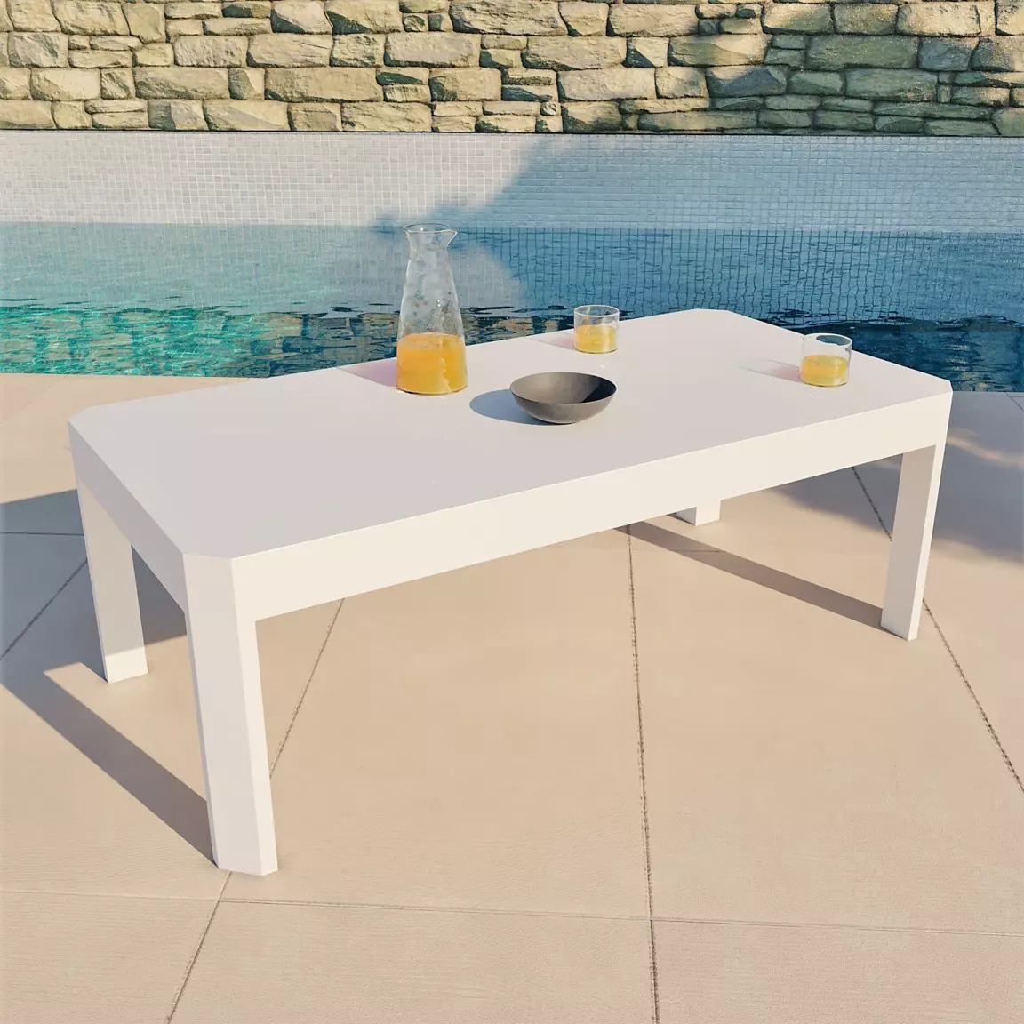 Salon de jardin d'angle en aluminium 6 places Ostara Blanc et taupe