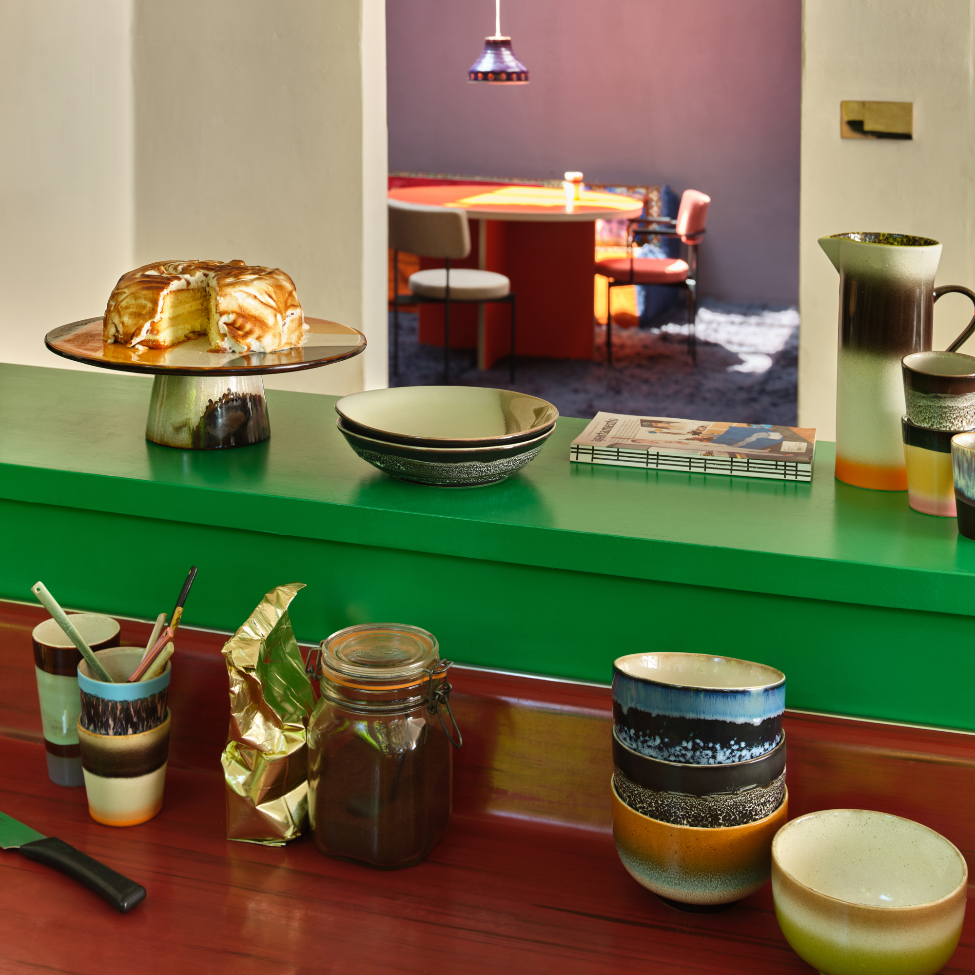 Servies 70's Ceramics Noodle schaal Groovy - set van 4