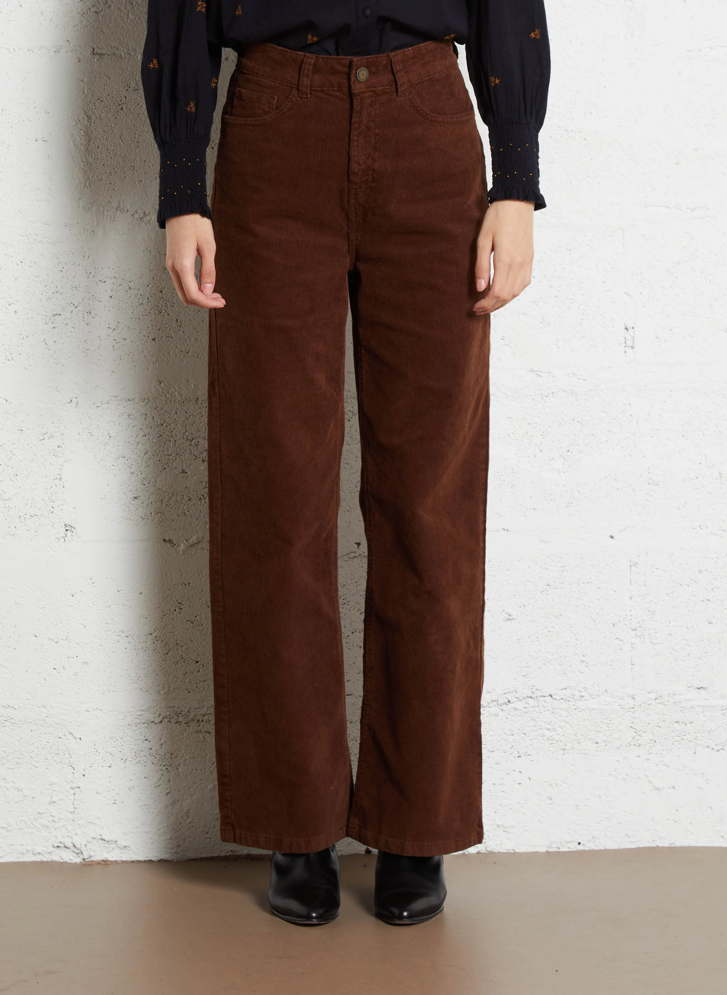 PALOMA - Pantalon en velours côtelé | Marron