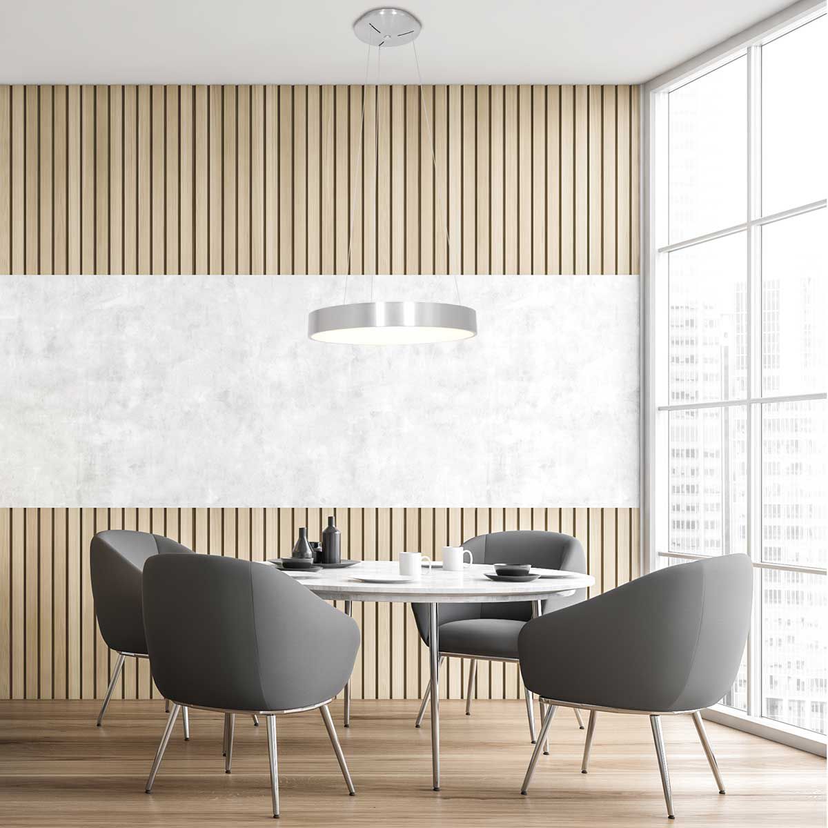 Design hanglamp zilver incl. LED dimbaar - Ringlede