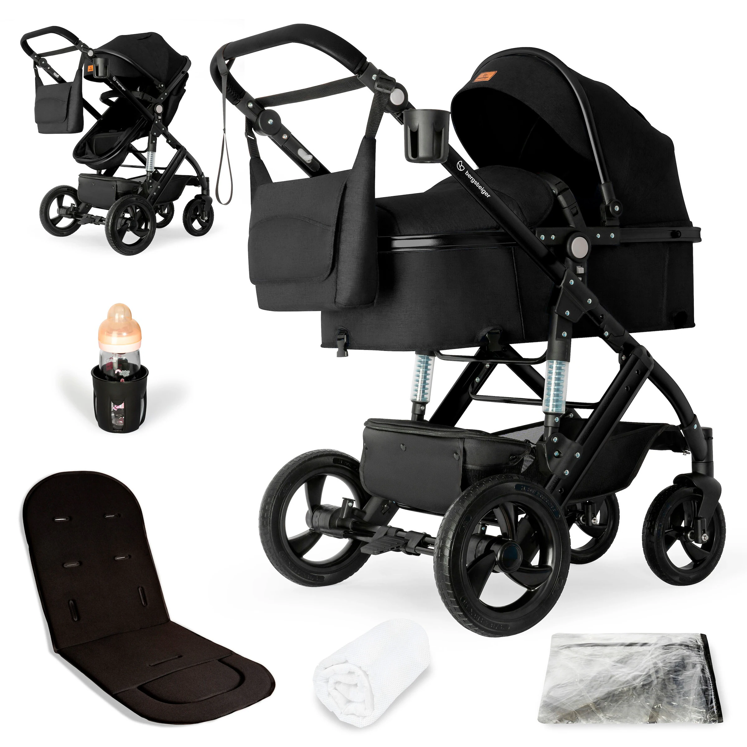 Bergsteiger Kinderwagen Nizza black | Gestell: black