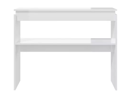 Table console blanc brillant 102x30x80 cm bois d'ingénierie