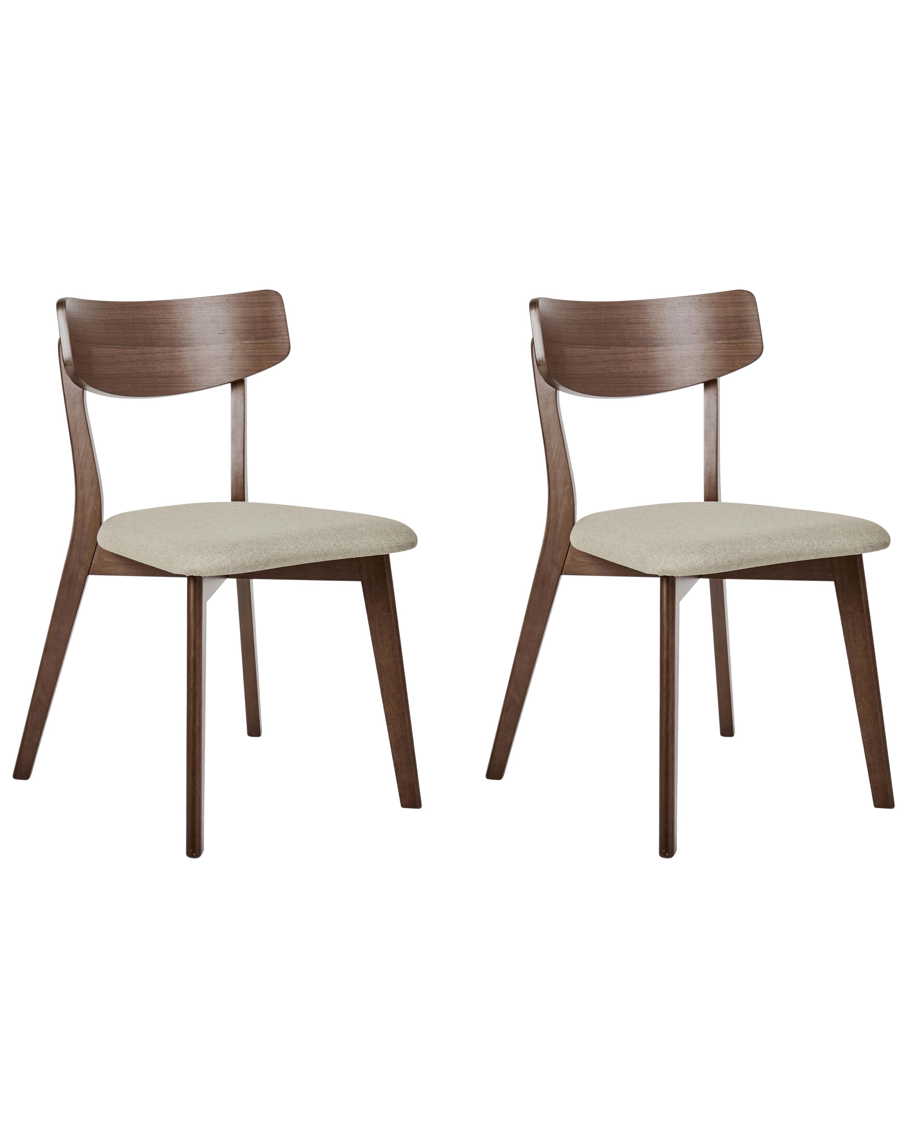 Set van 2 eetkamerstoelen HOPE Hout Donkerbruin/beige