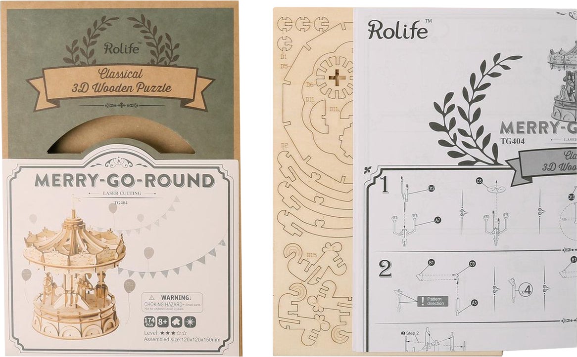 Robotime 3D puzzel Rolife draaimolen D 12 x 15 cm