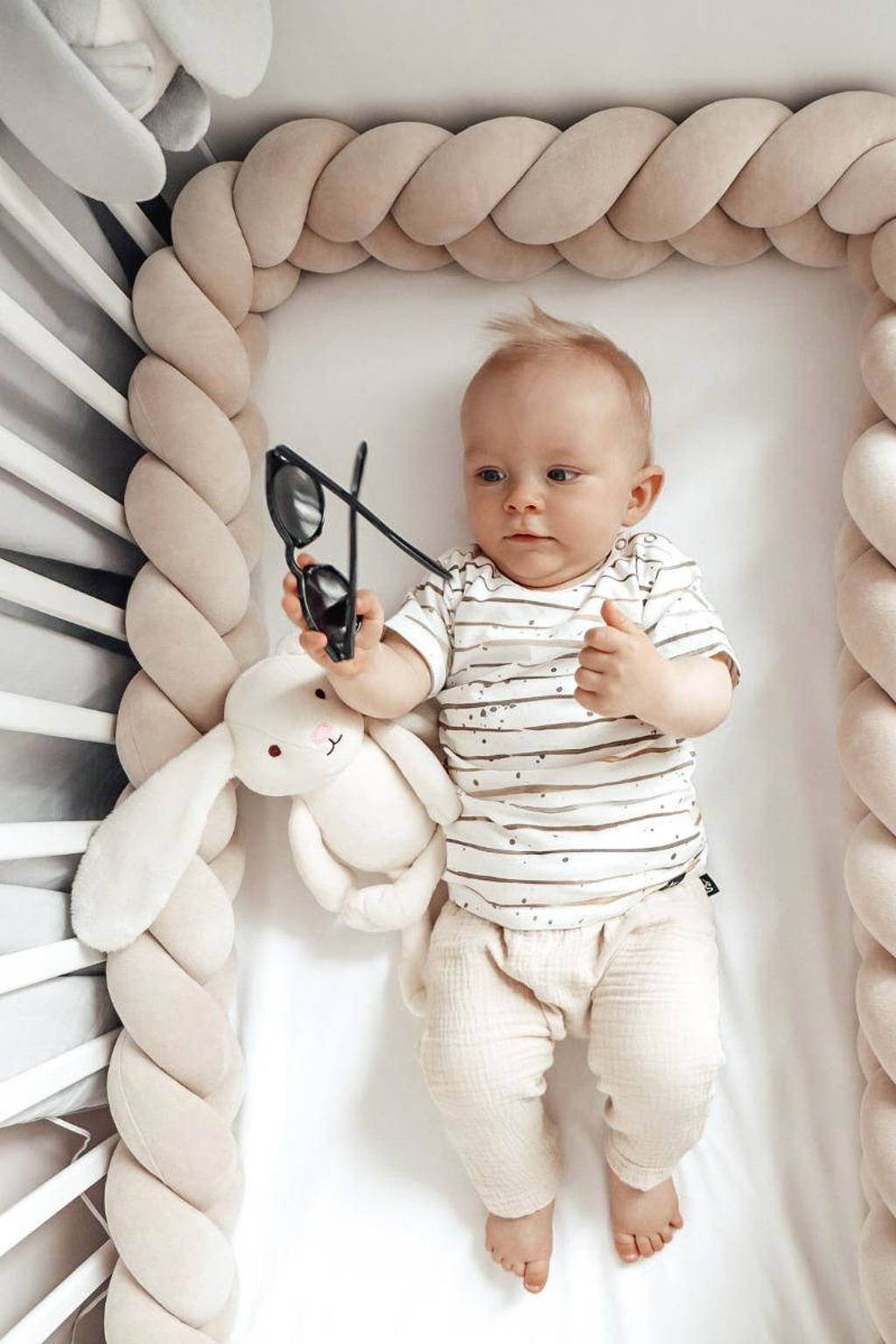 Babystyling baby T-shirt wit/bruin