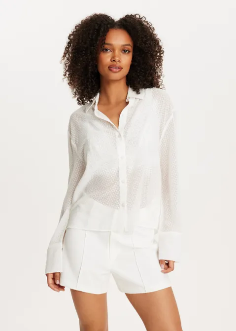 Blouse met stippendetails off-white (WIT.O)