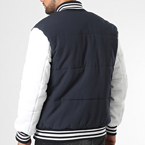 Veste Teddy Bleu Marine Blanc