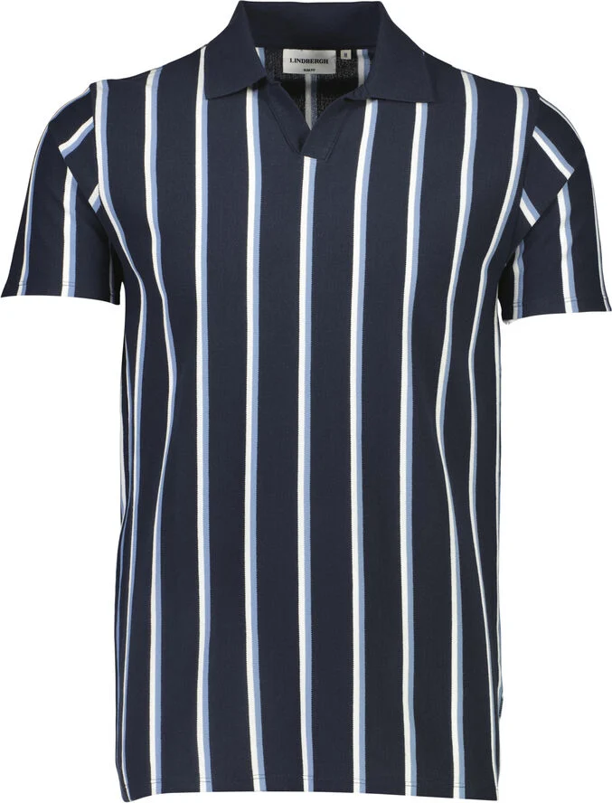 Lindbergh Striped piqué polo shirt S/S Blå
