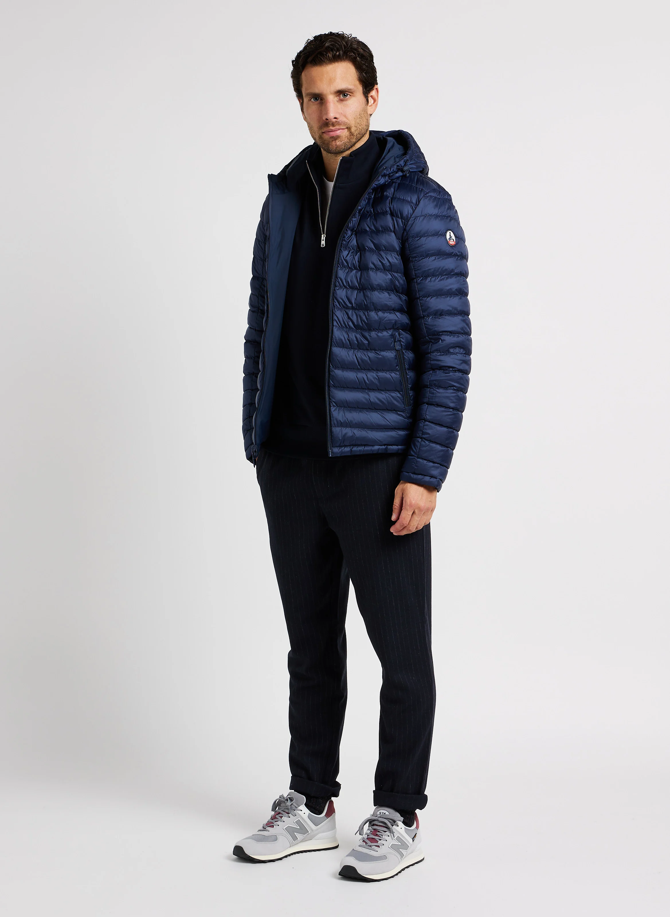 pantalon slim à rayures| Bleu