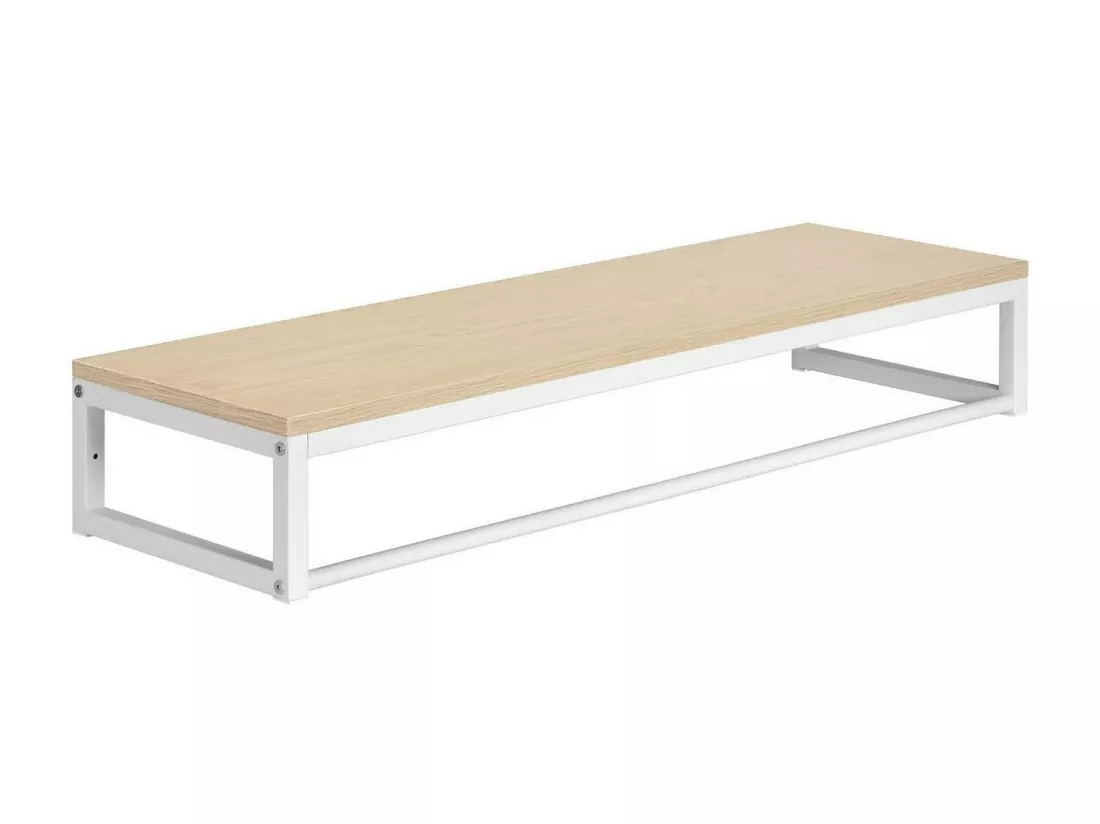 Penderie étagère murale bois et métal blanc L90cm