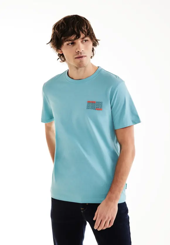 T-Shirt mit Brustprint - aurora turquoise